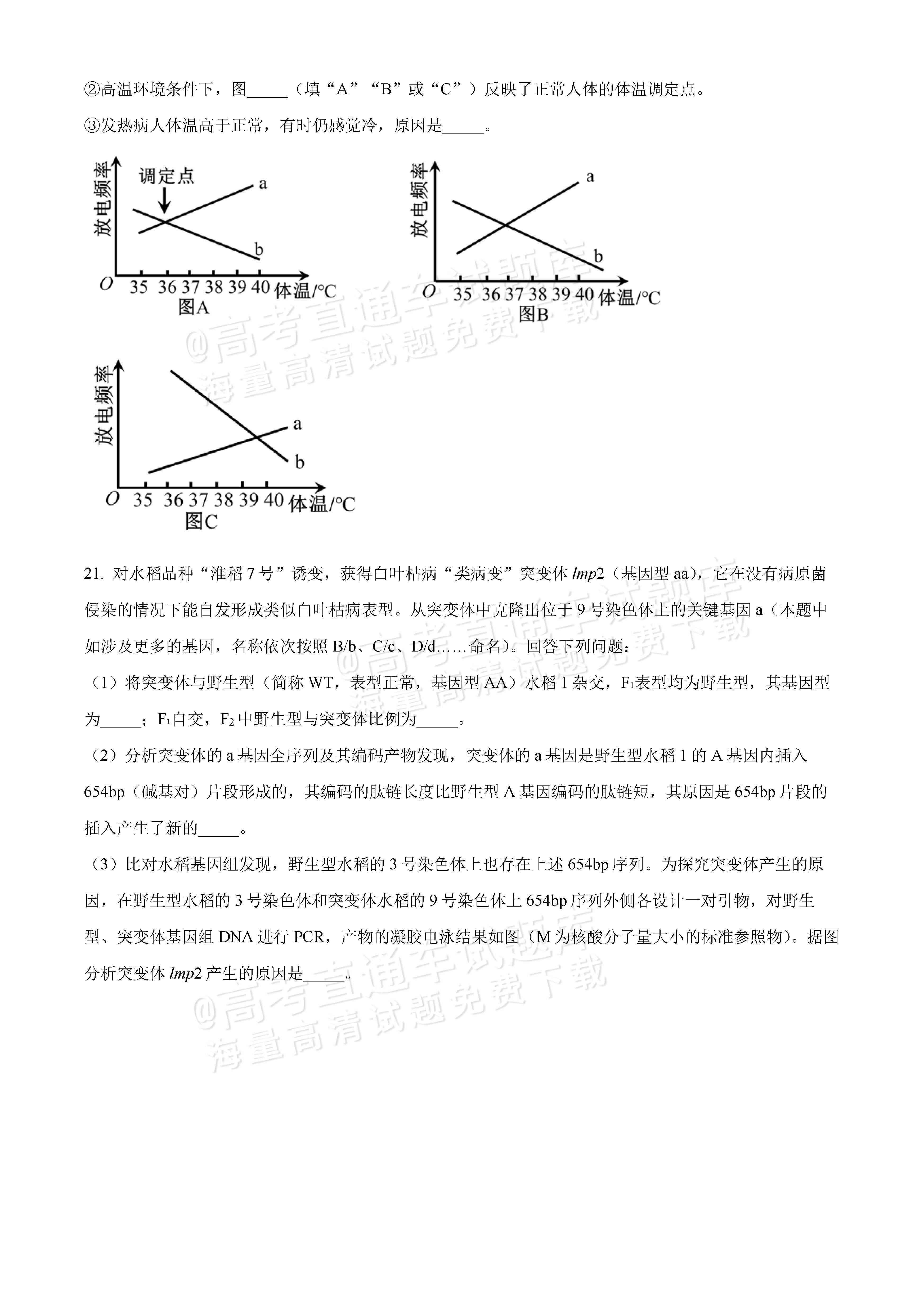 1706513042415881.jpg 2024九省联考江西卷【全国新高考适应性考试(七省联考)】生物试题及参考答案 第8页