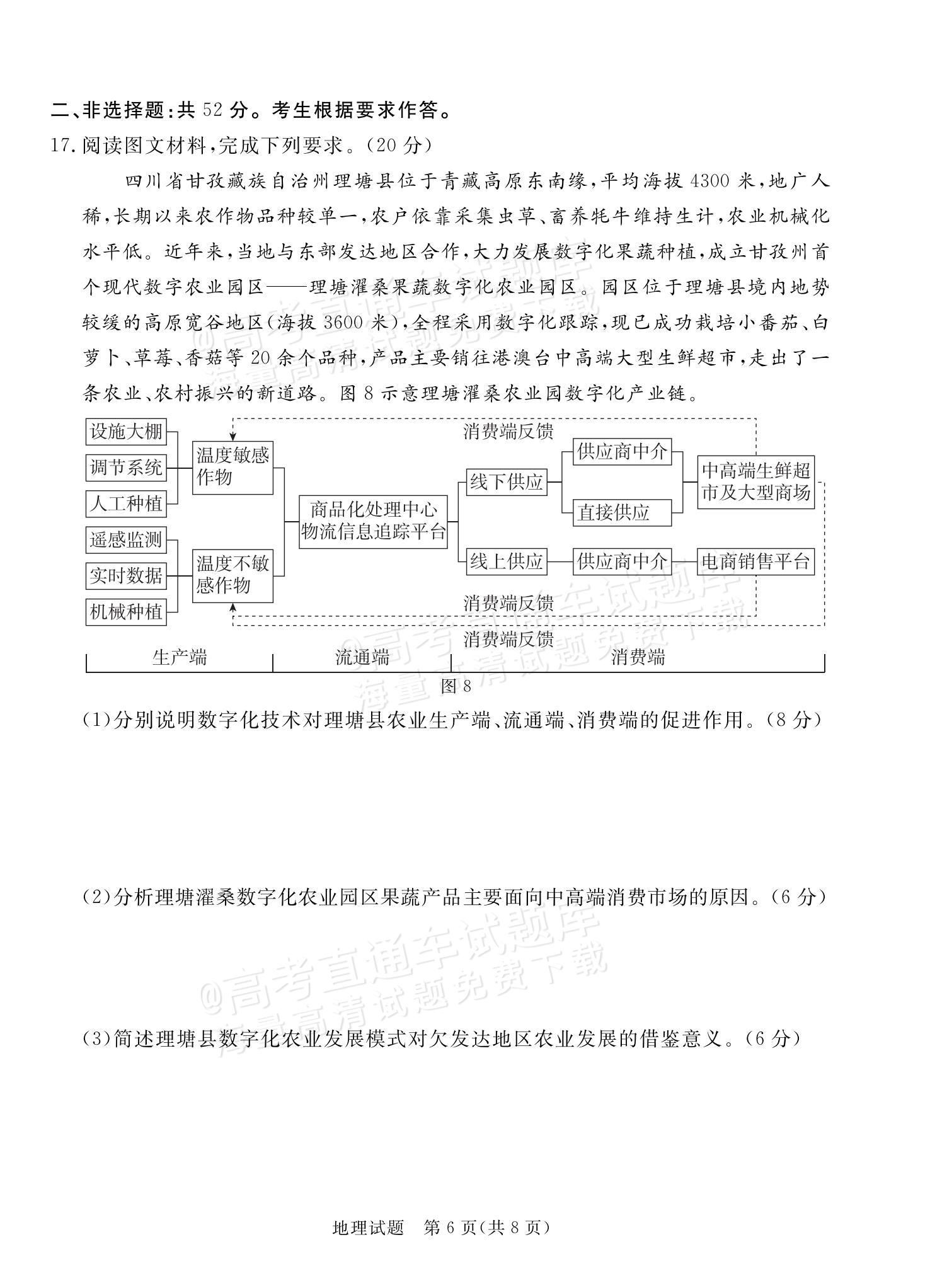 2024湛江一模地理试题及参考答案 第6页