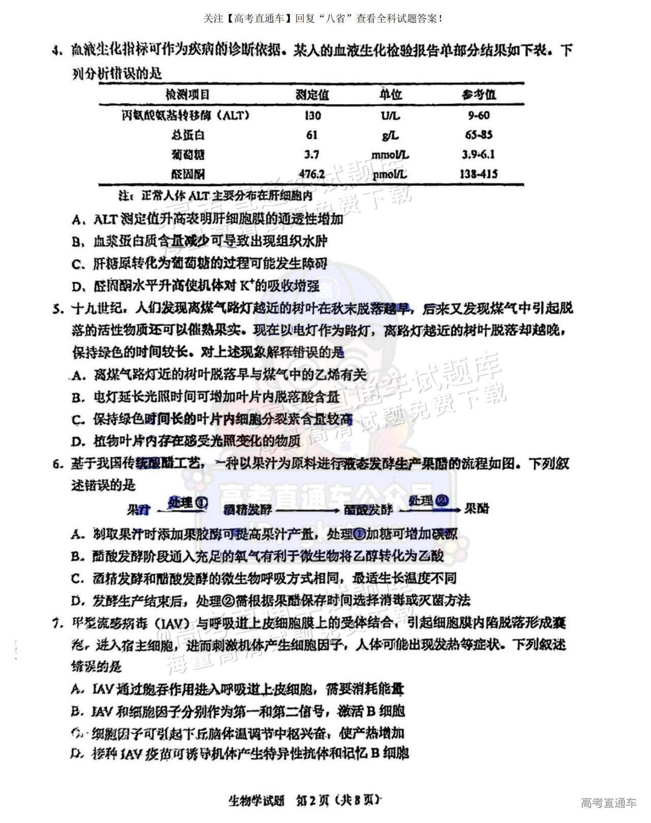 2025【八省联考宁夏卷】全国新高考适应性演练生物试题及参考答案 第2页