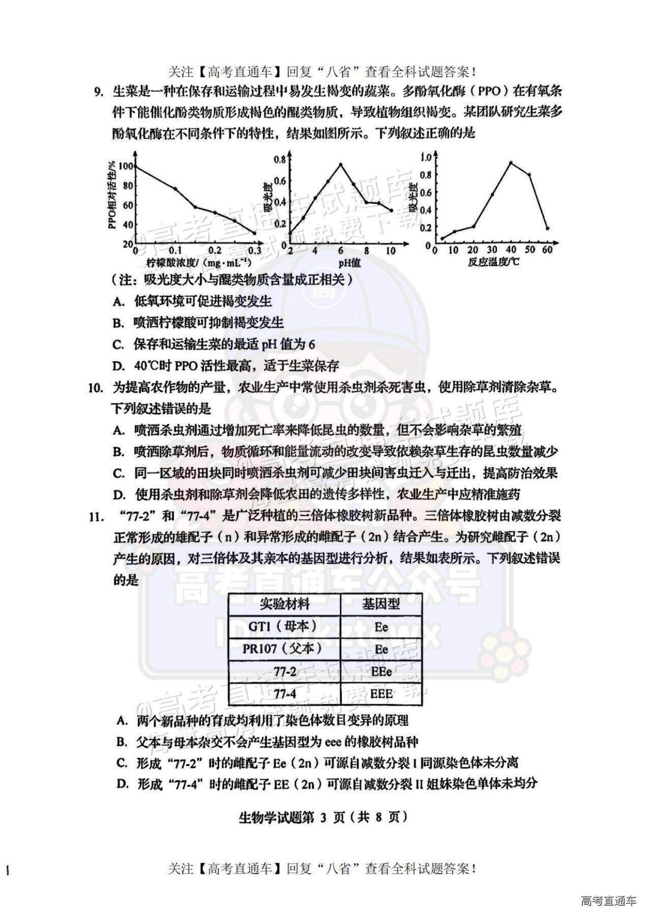 2025【八省联考四川卷】全国新高考适应性演练生物试题及参考答案 第3页