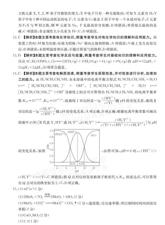 2026重庆好教育高三9月摸底考化学试题及参考答案 答案 第2页