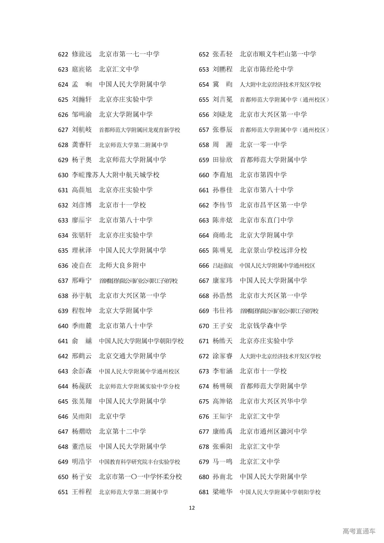 北京市2025中学生物理竞赛复赛省三获奖名单
