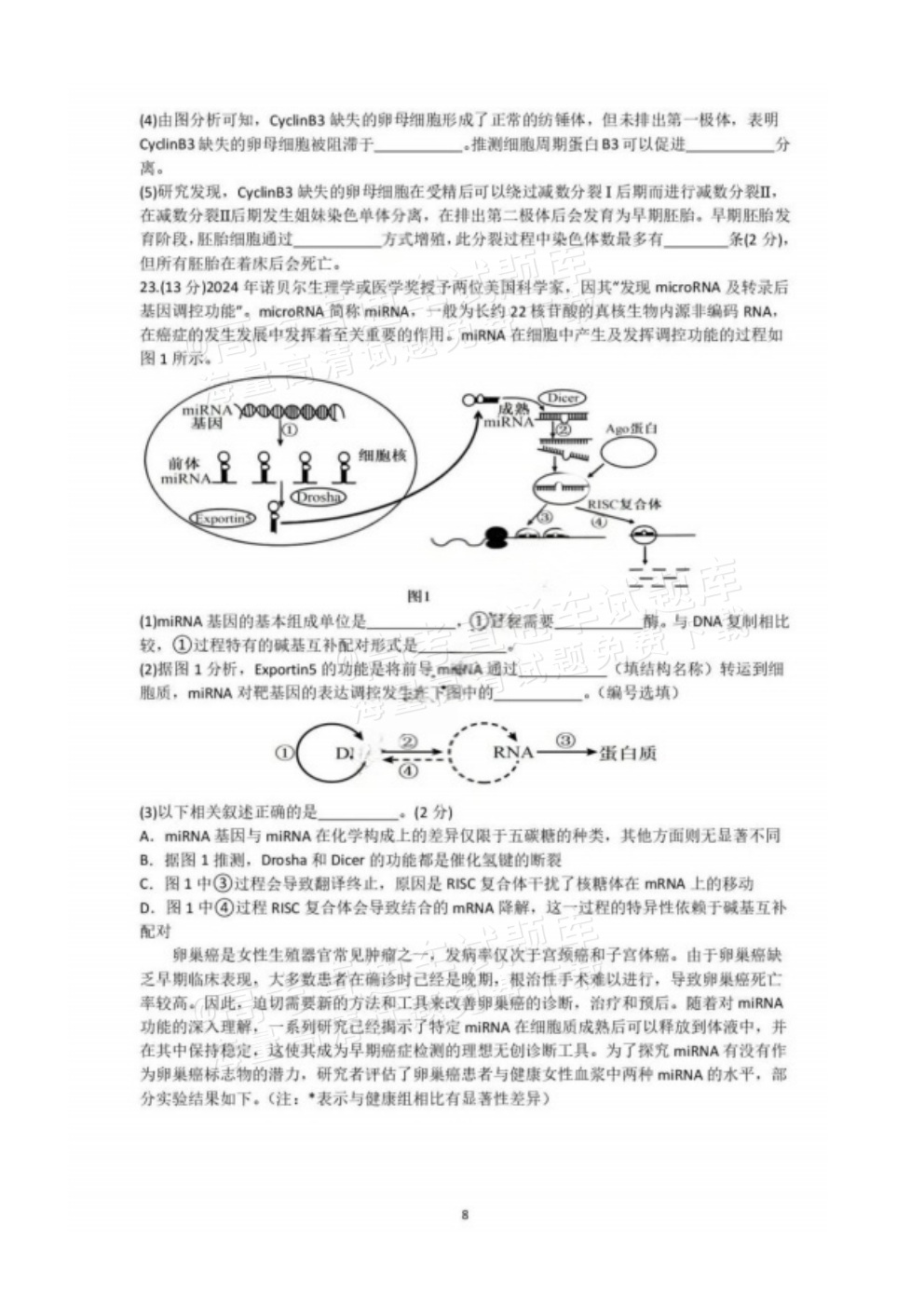 2026江苏扬州七校高三10月联考生物试题及参考答案 第8页