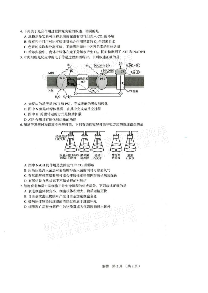 2026河北保定市高三上期中考生物试题及参考答案 第2页