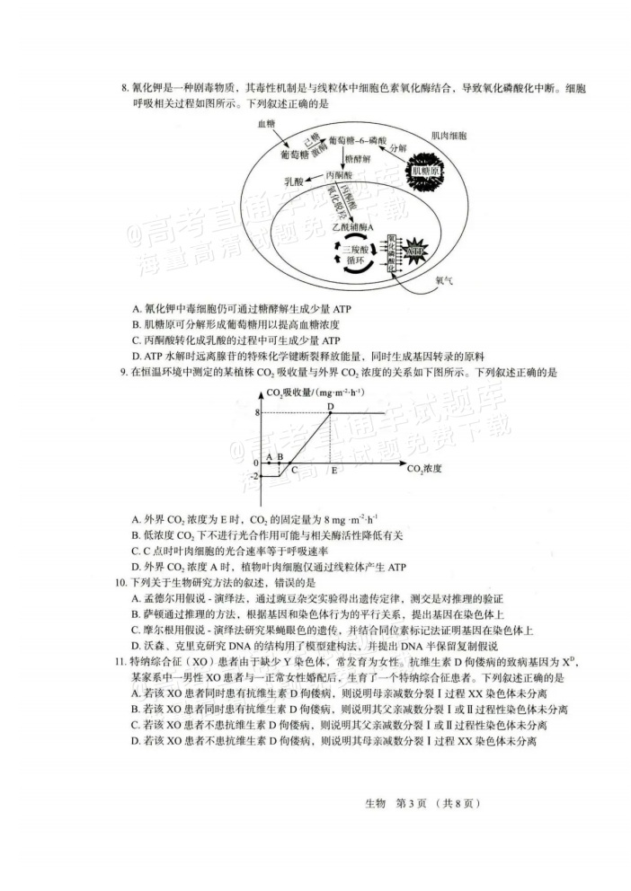 2026河北保定市高三上期中考生物试题及参考答案 第3页