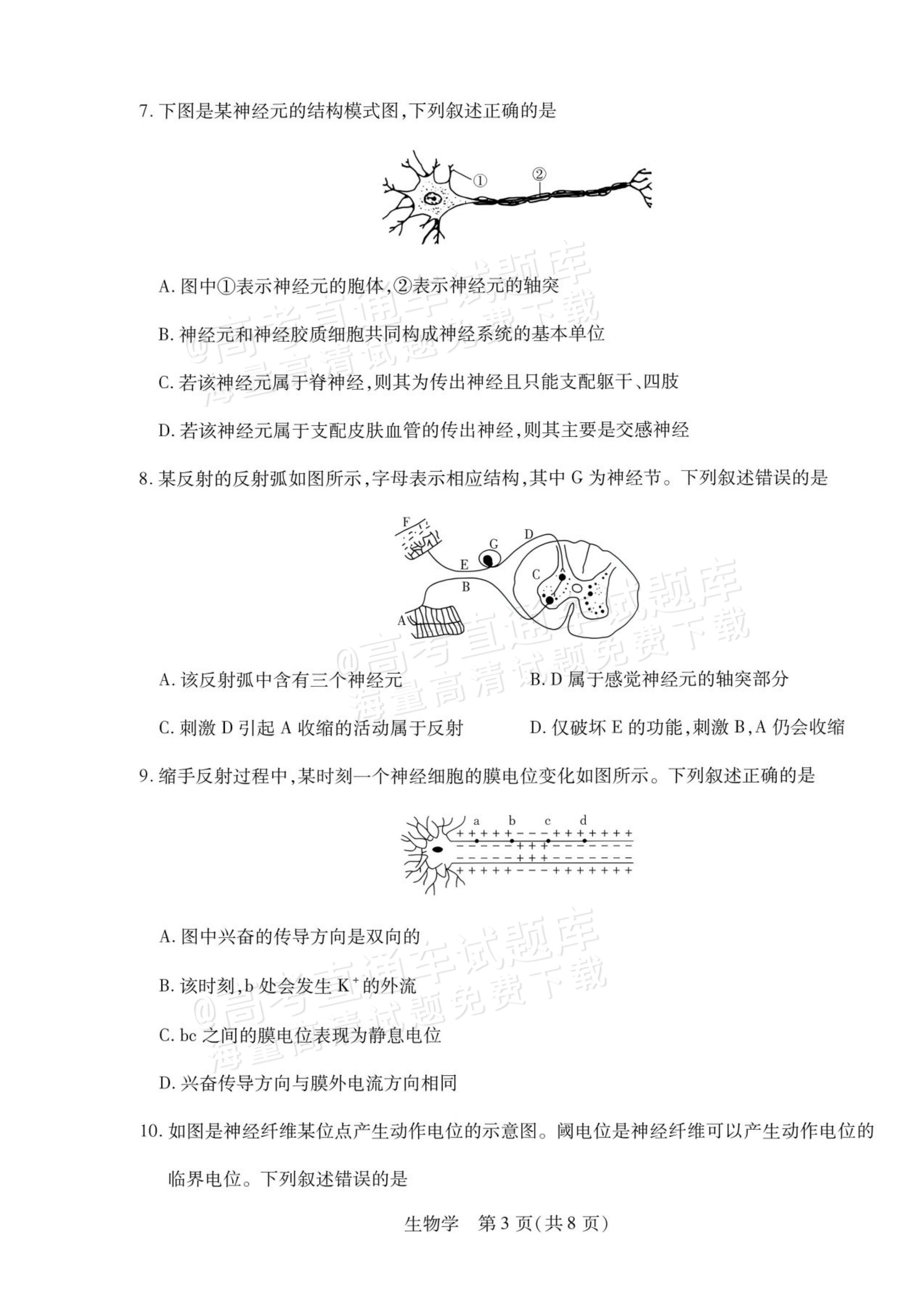 2027安徽省县中联盟高二10月联考生物试题及参考答案 第3页