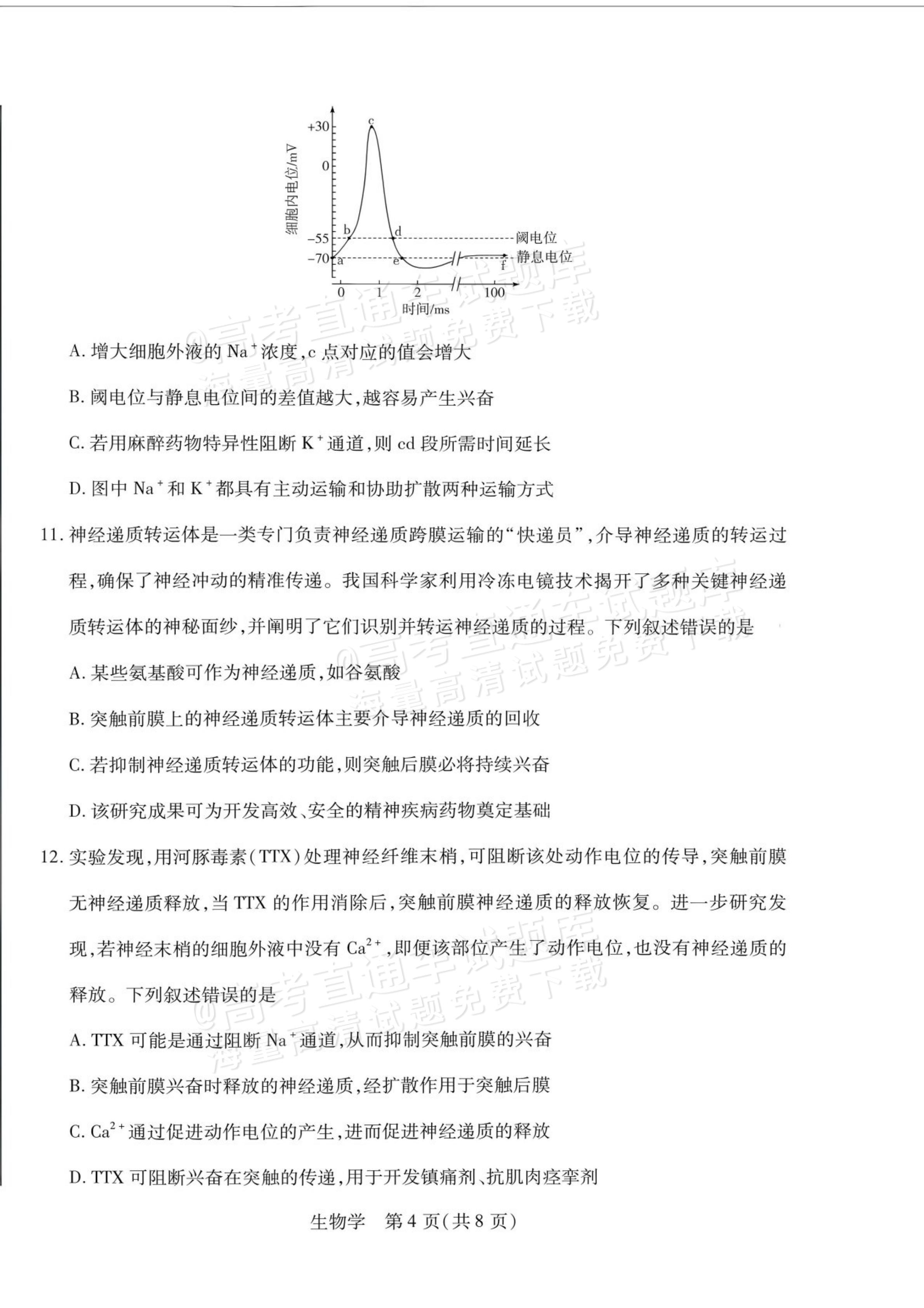 2027安徽省县中联盟高二10月联考生物试题及参考答案 第4页