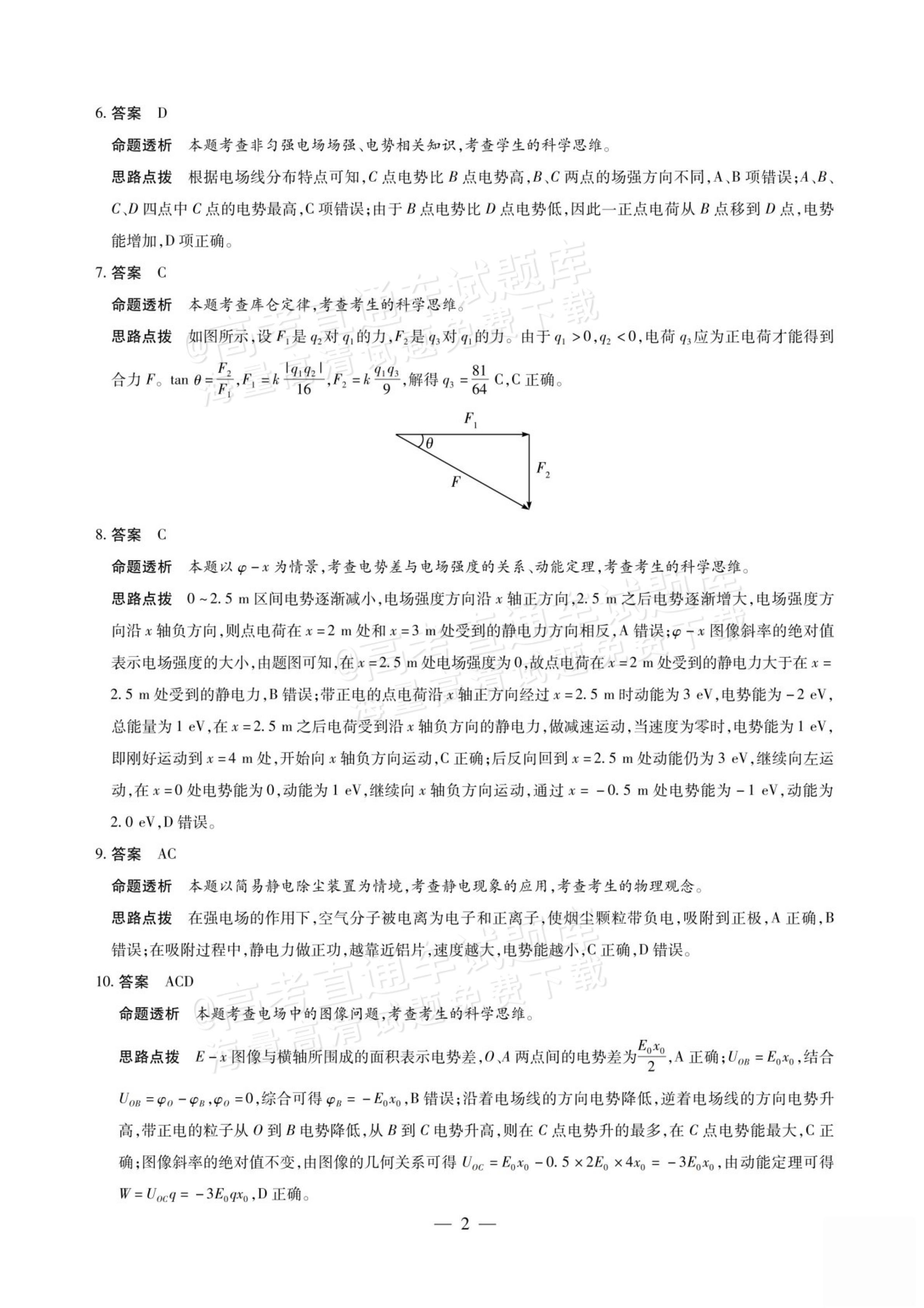 2027安徽省县中联盟高二10月联考物理试题及参考答案 答案 第12页