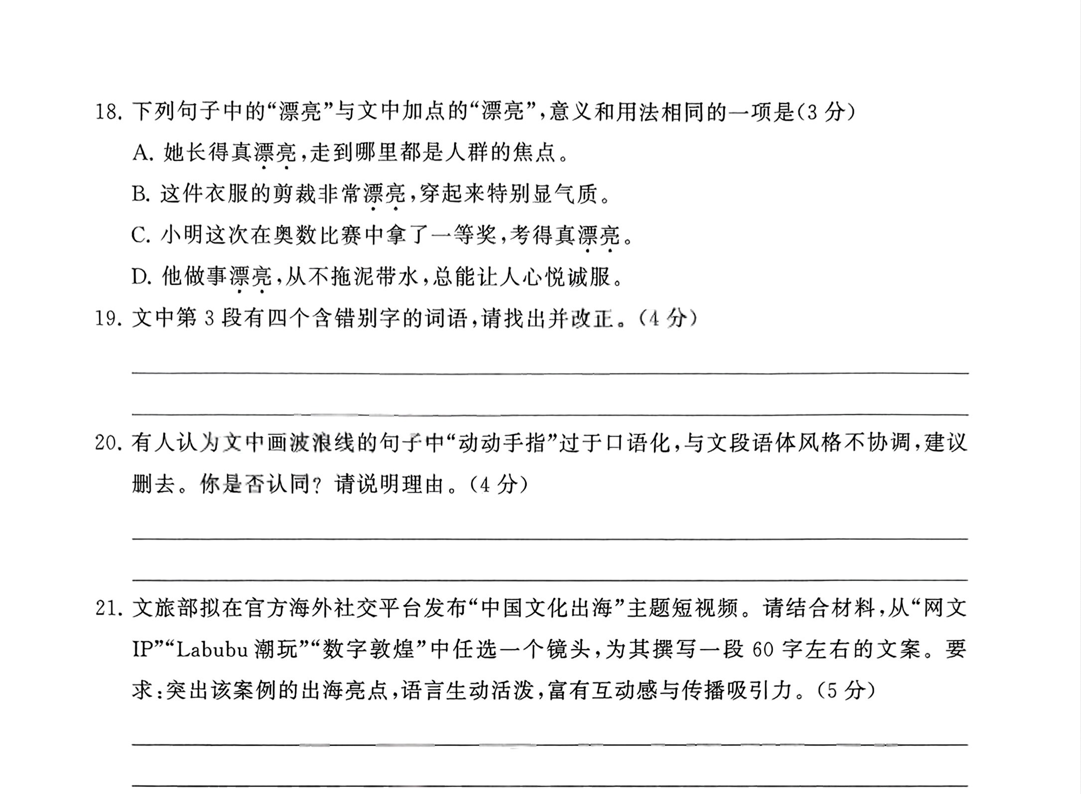 2027河南驻马店高二开学考语文试题及参考答案 第10页