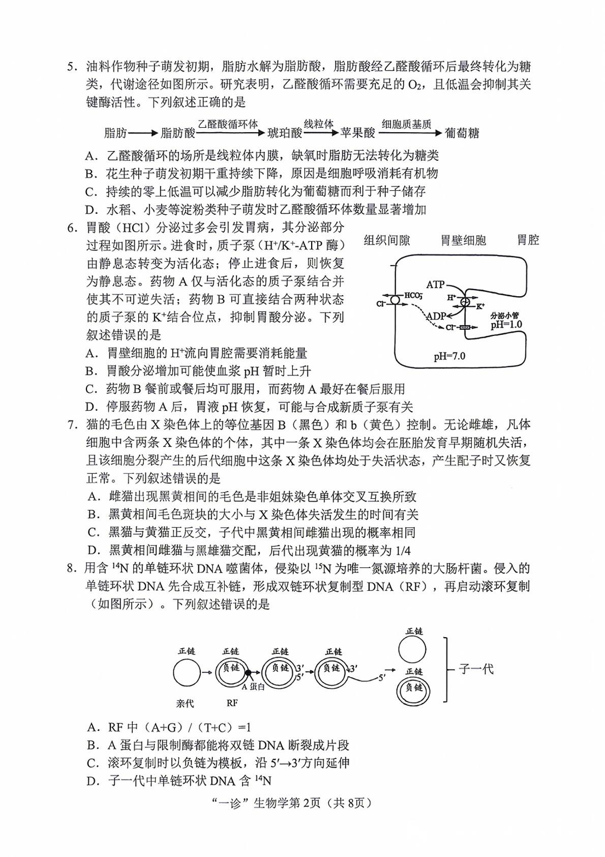 2027南充一诊生物试题及参考答案 第2页
