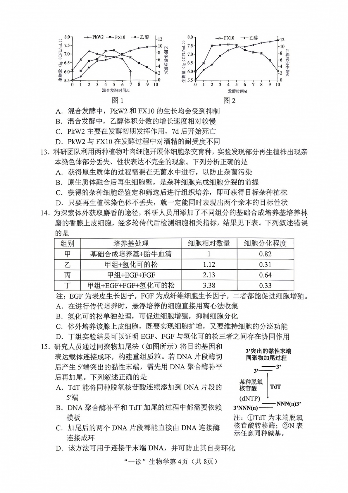 2027南充一诊生物试题及参考答案 第4页